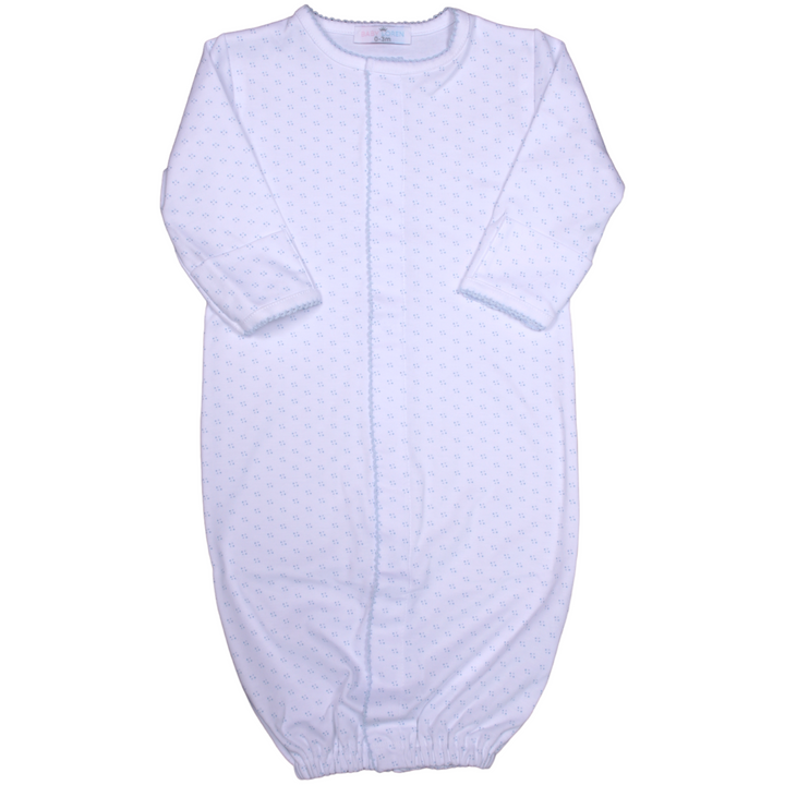 Blue Dots Pima Converter  Boys Gown Romper, front