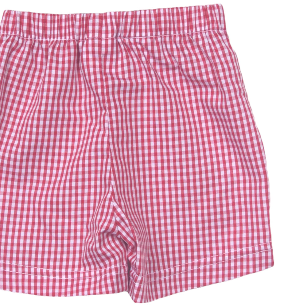 Velani Red Gingham Shorts, close