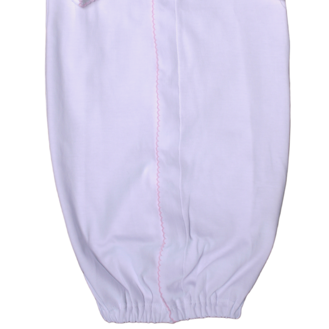White Pima Converter Pink Trim Girl Gown, bottom