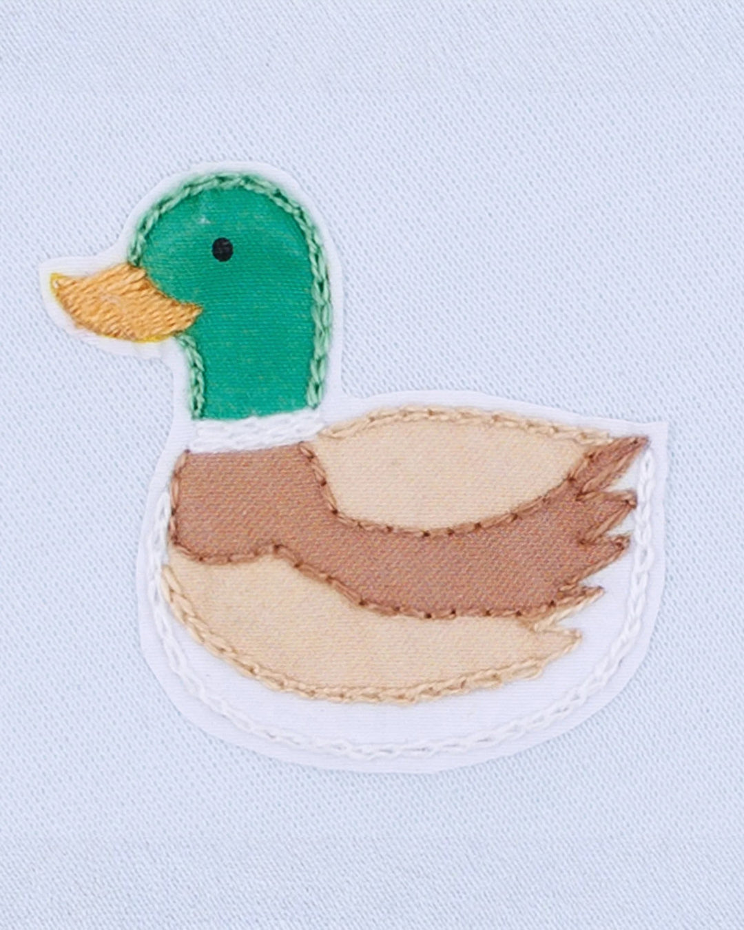 Mini Mallard Embroidered Zip Footie - Light Blue
