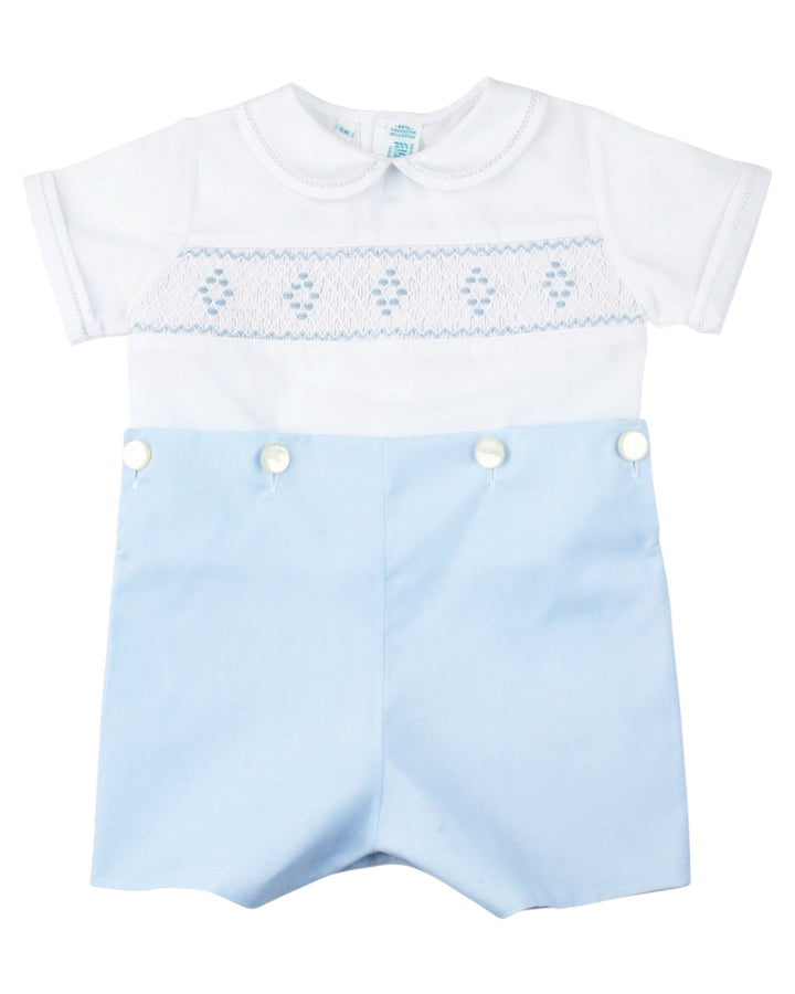 Smocked Diamond Blue Boys Bobby Suit
