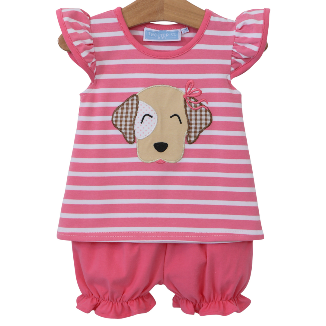 Puppy Pink Stripe Bubble, front