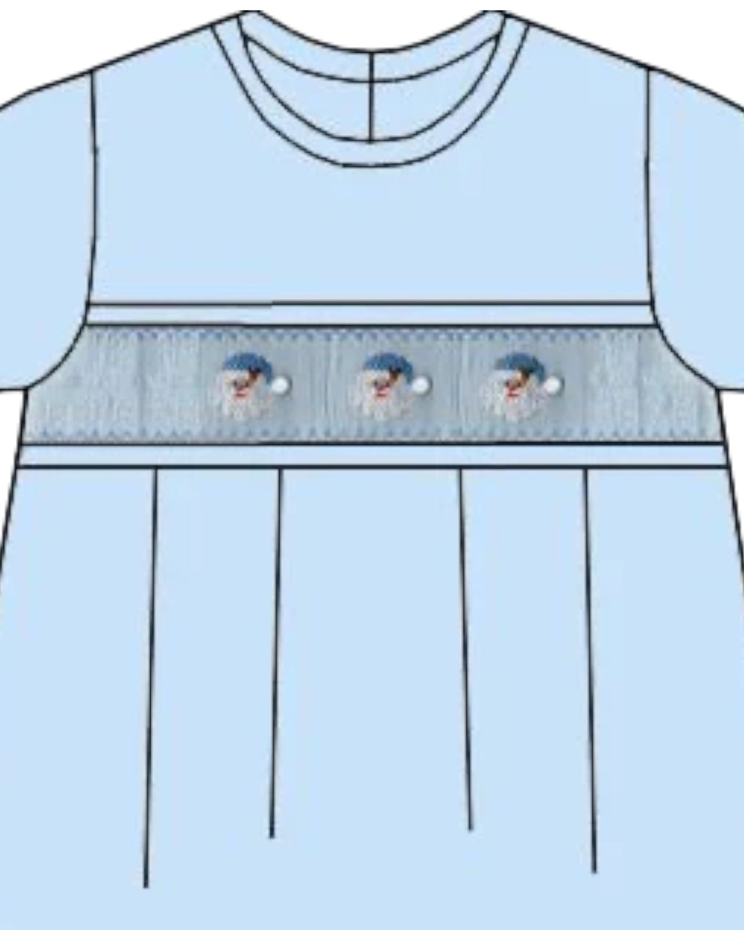 Smocked Santa Face Blue Boys Knit Romper