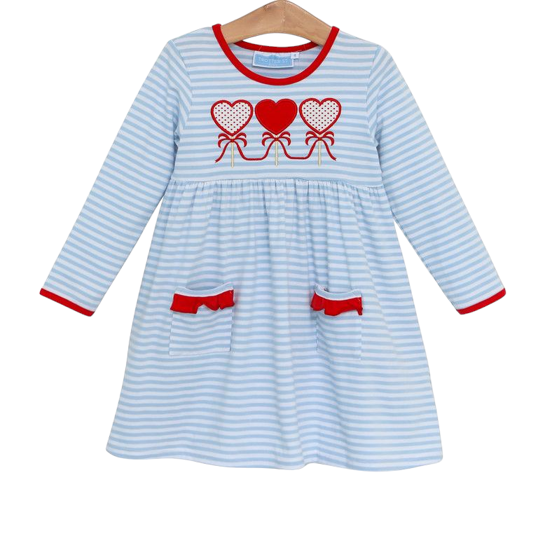 Heart Lollipop Blue Stripe Dress, dress