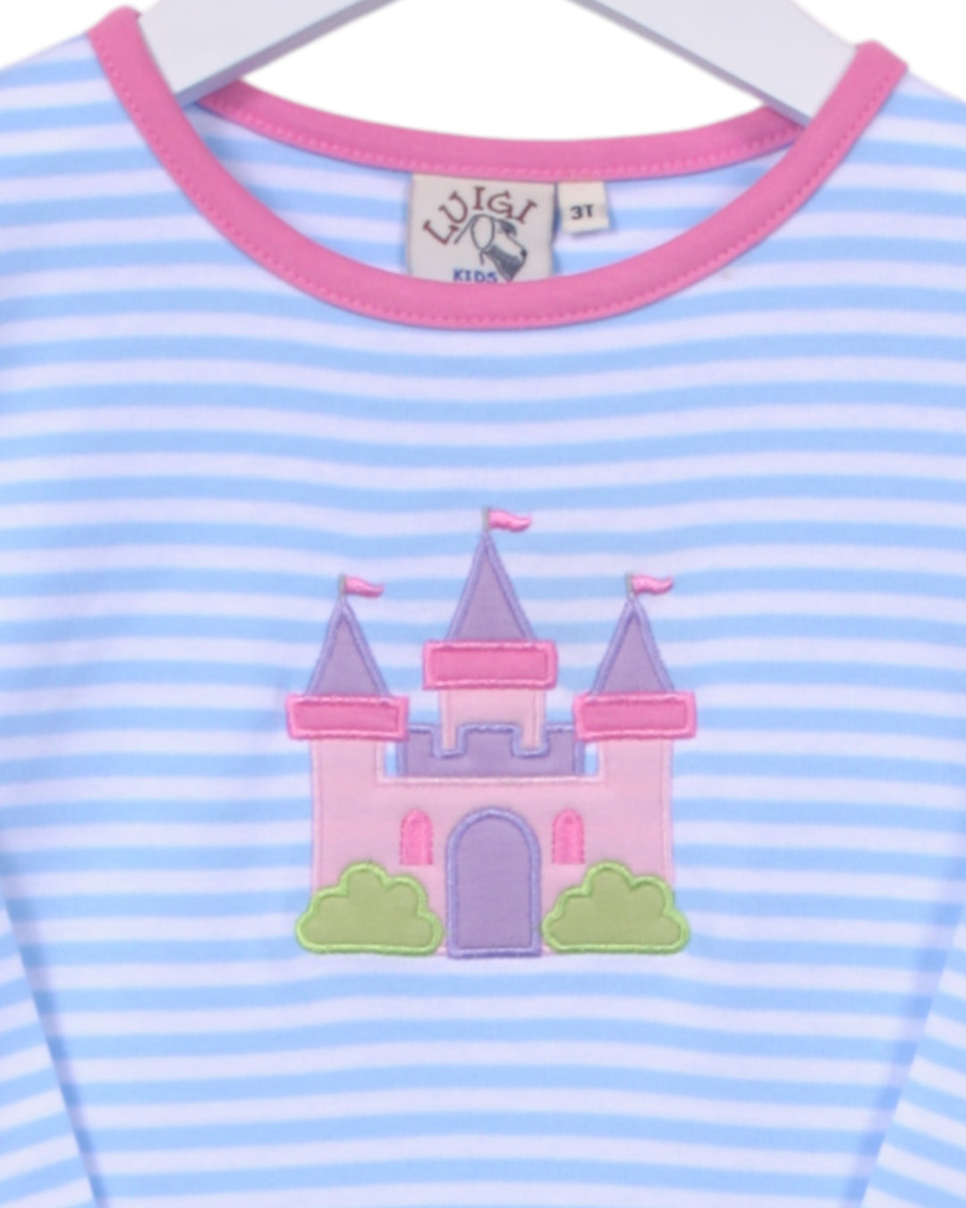Castle  Applique Blue Stripe Dress