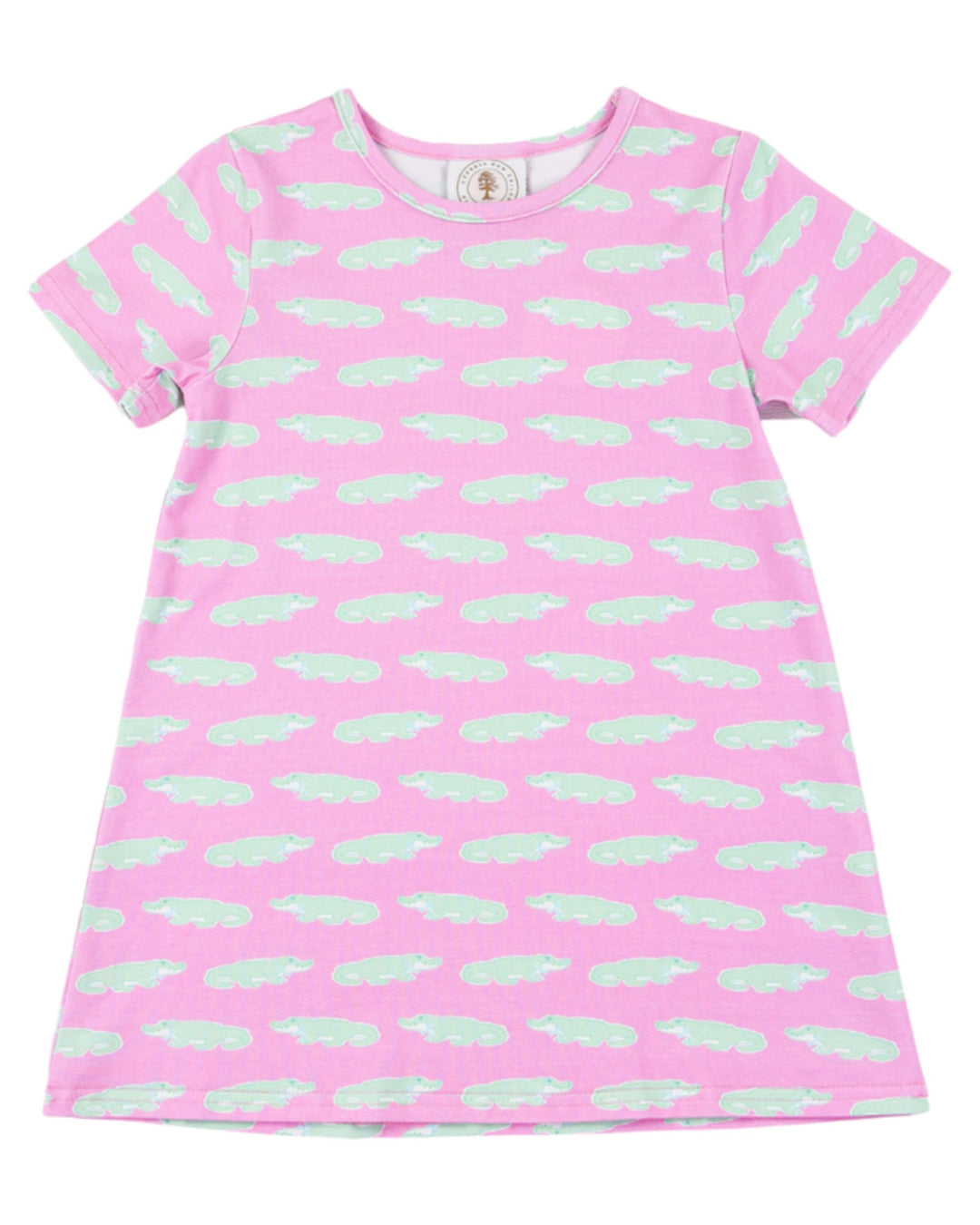 Pink dress with cloud pattern on a white background