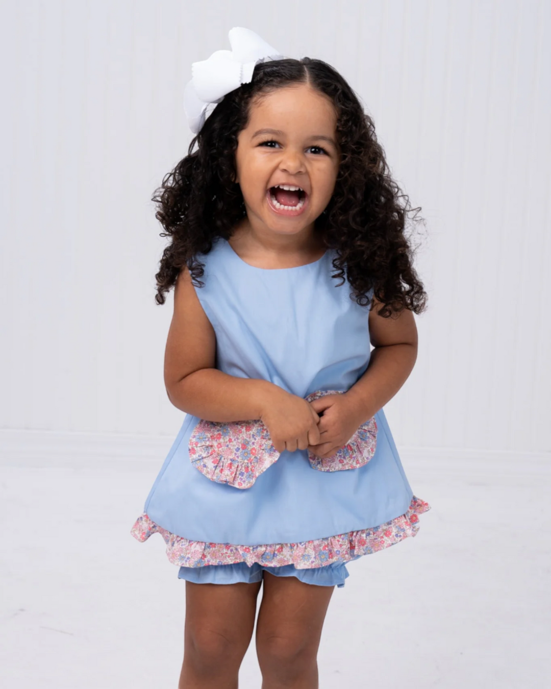 Alexander Blue With Pink Floral Bloomer Set, That Store, front