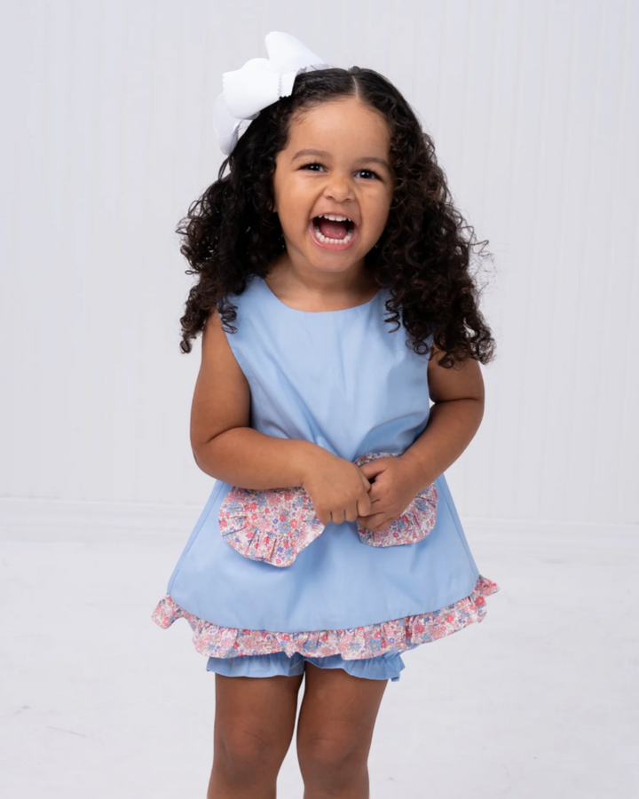 Alexander Blue With Pink Floral Bloomer Set, That Store, front