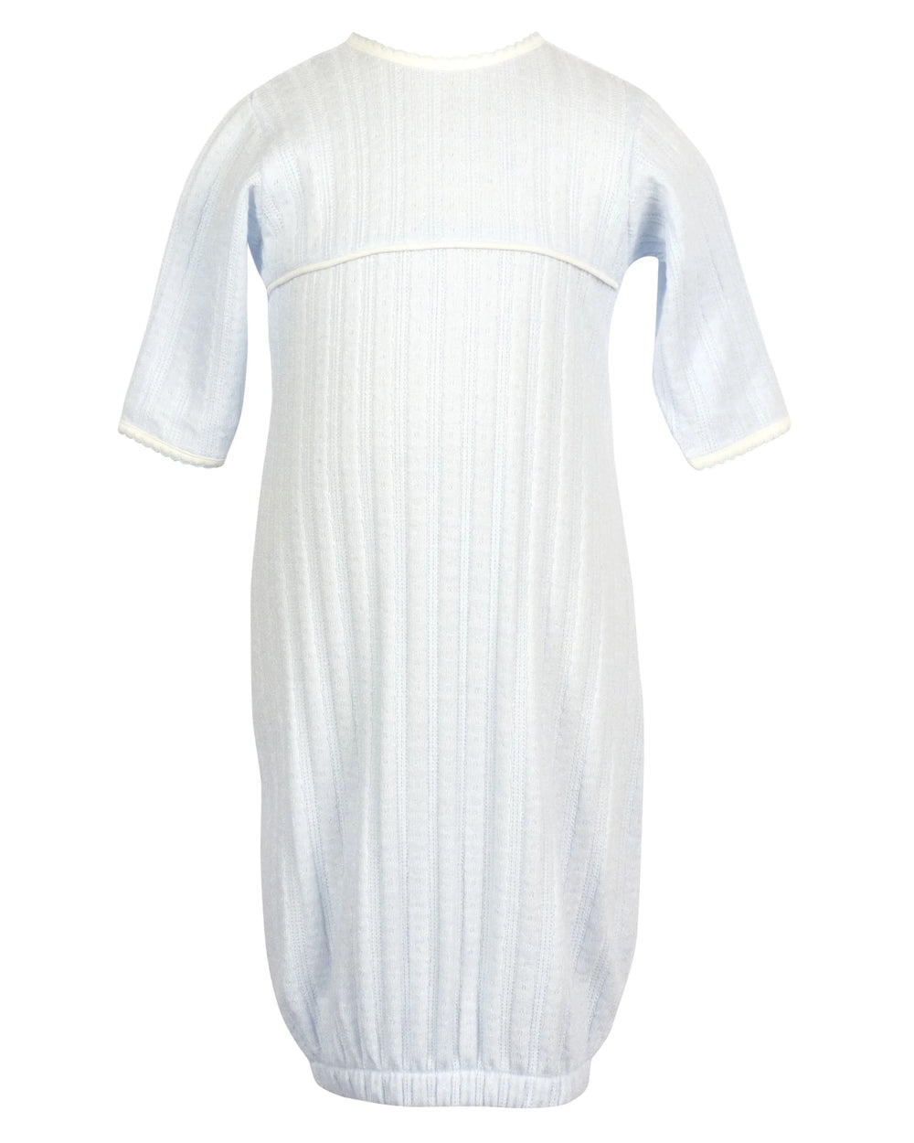 White dress with blue stripes on a white background