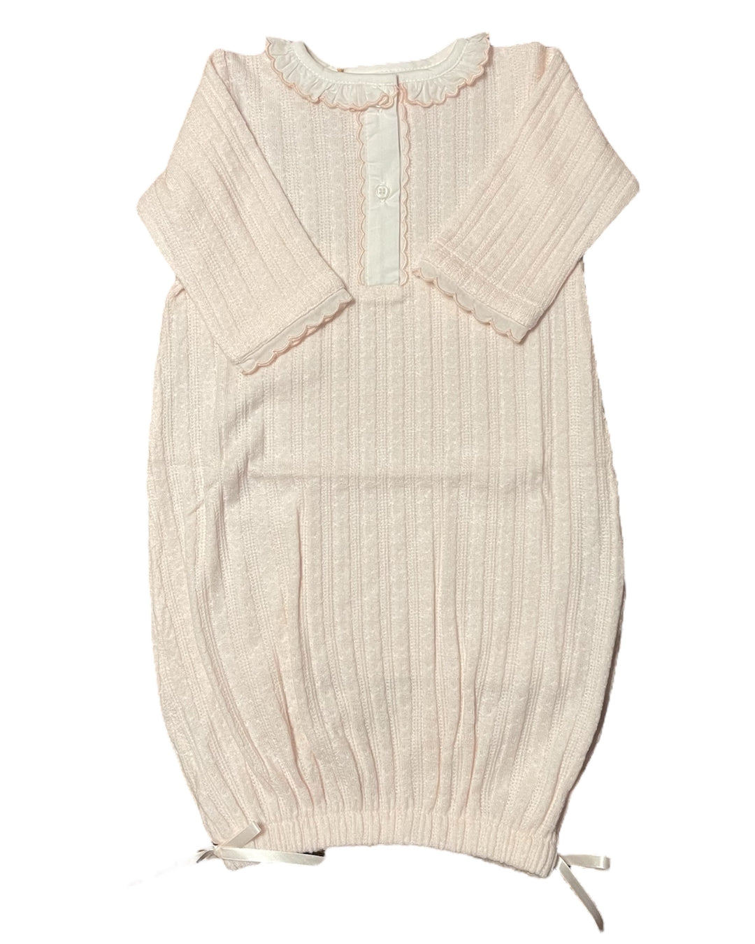 Baby sleeping bag with ribbed texture on a white background