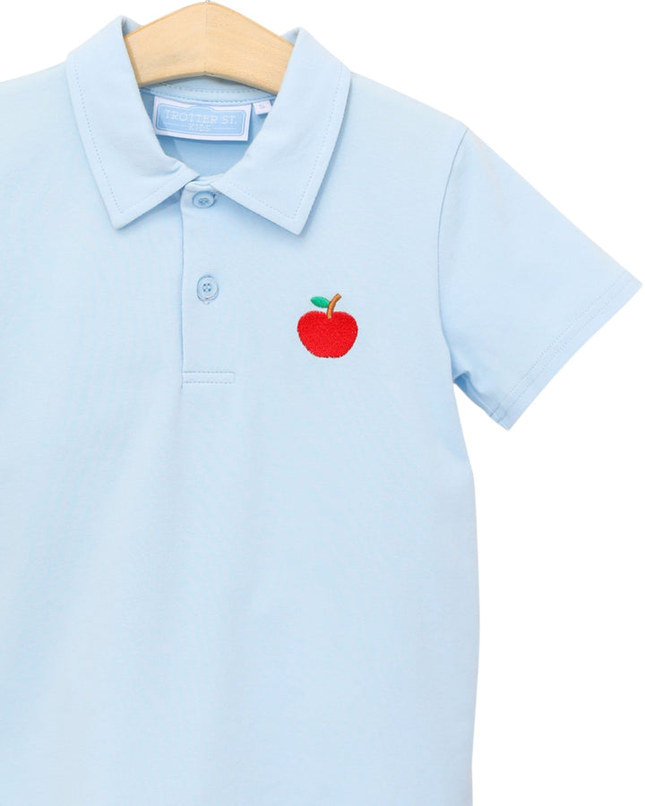 Apple Embroidered Blue Boys Shirt *Pre-Order