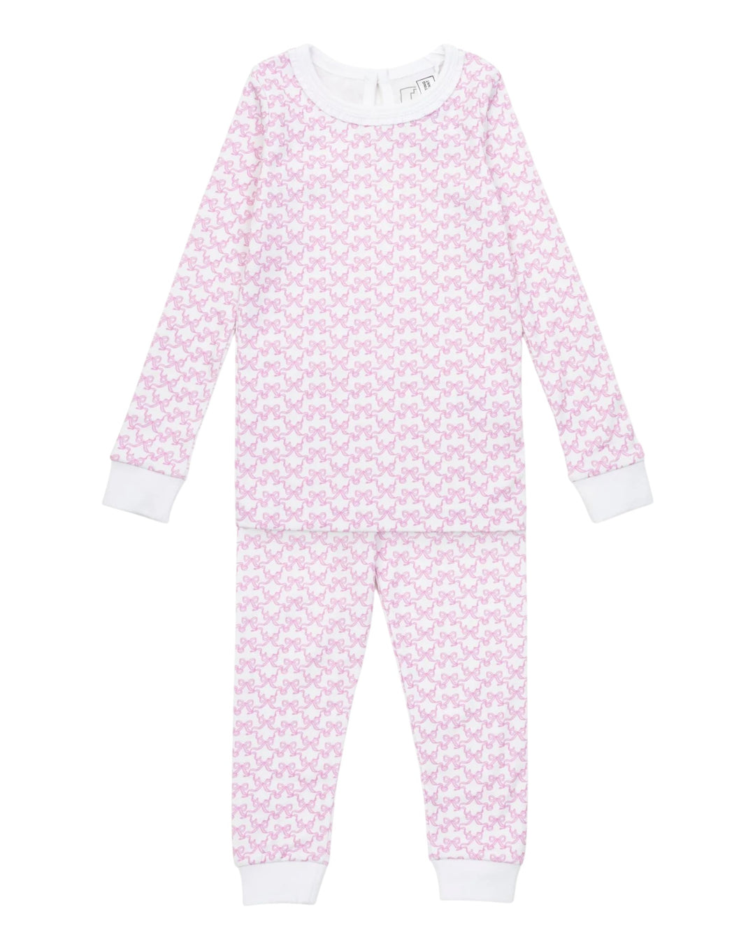 Pink and white patterned onesie on a white background