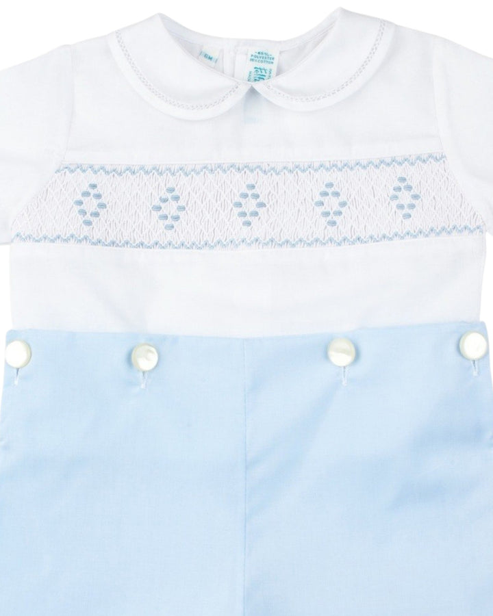 Smocked Diamond Blue Boys Bobby Suit