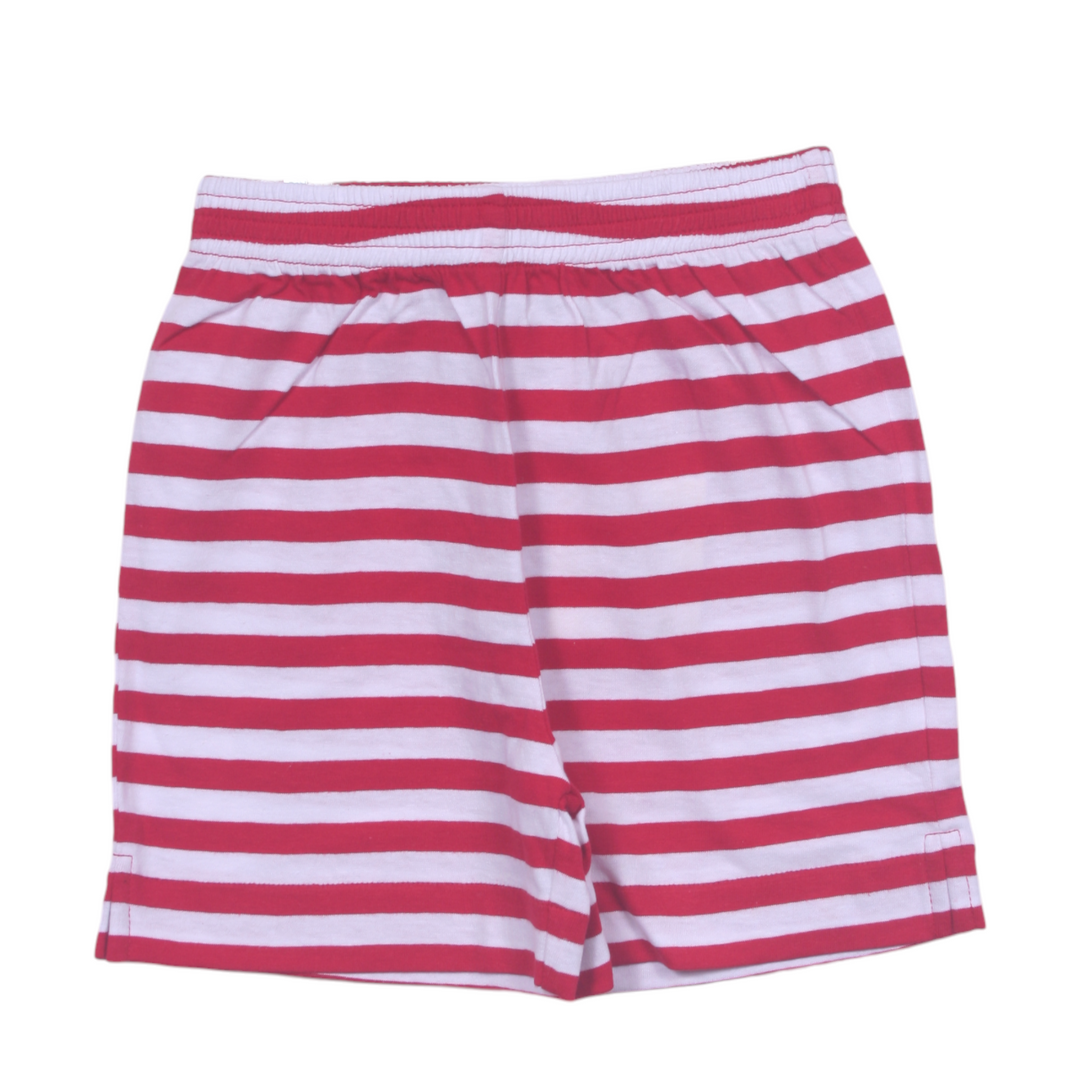 Red Stripe Jersey Shorts, front