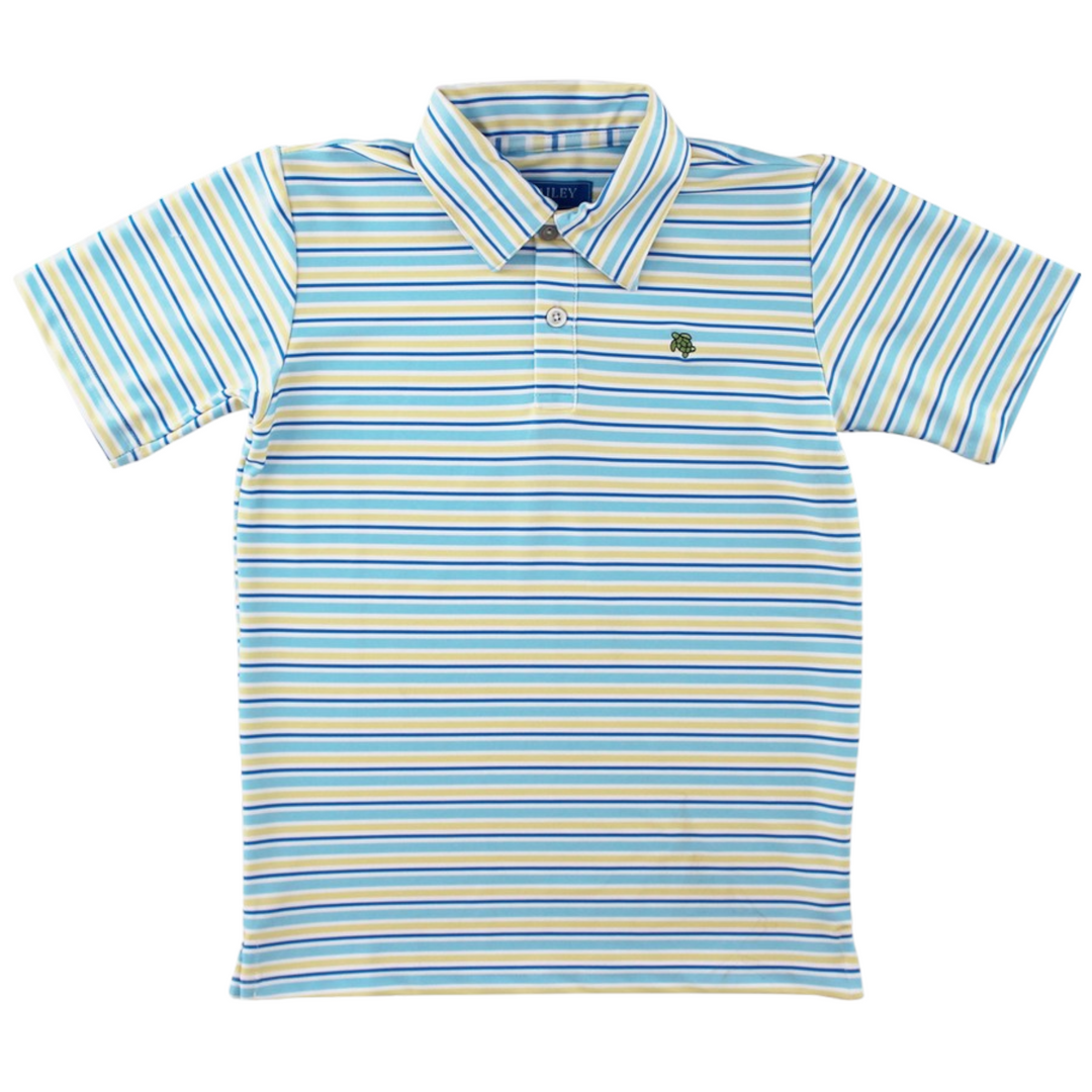 Performance Placid Yellow Stripe Polo, front