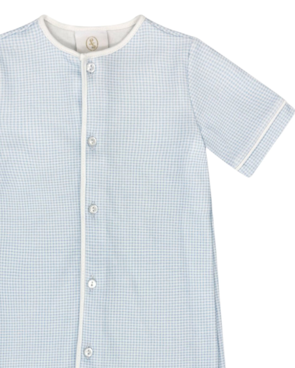 Baker Blue Mini Gingham Woven Boys Daygown , That Store, close
