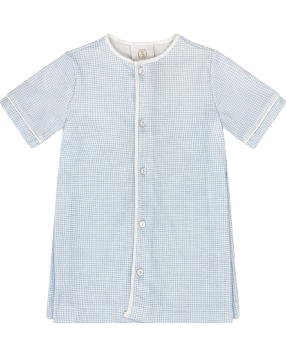 Baker Blue Mini Gingham Woven Boys Daygown , That Store, front