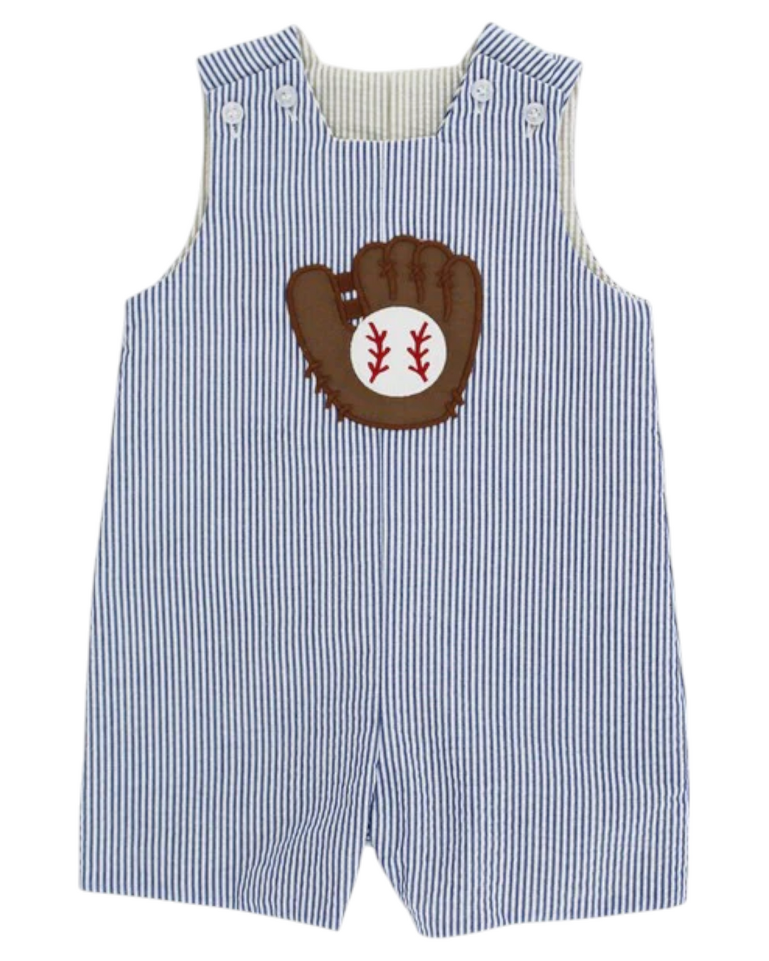 Baseball Applique Blue Stripe Reversible John John, That Store, front