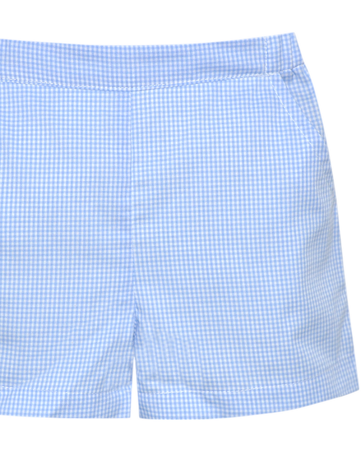 Bennett Gingham Boys Short: Light Blue, That Store, close up
