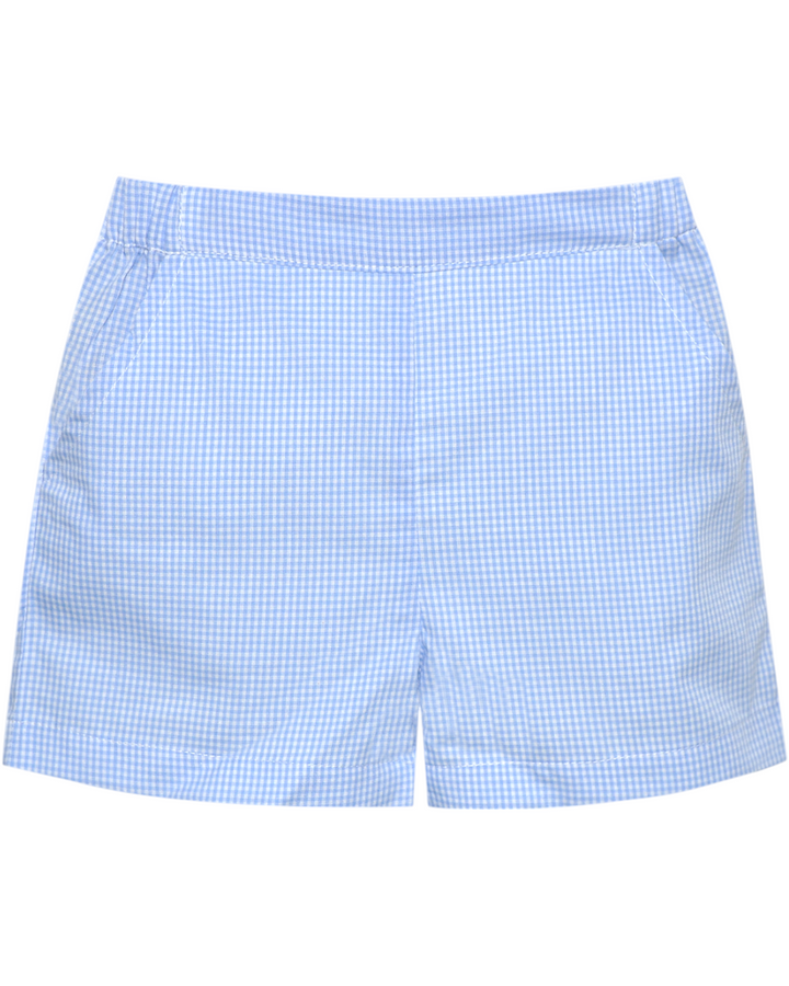 Bennett Gingham Boys Short: Light Blue, That Store, front
