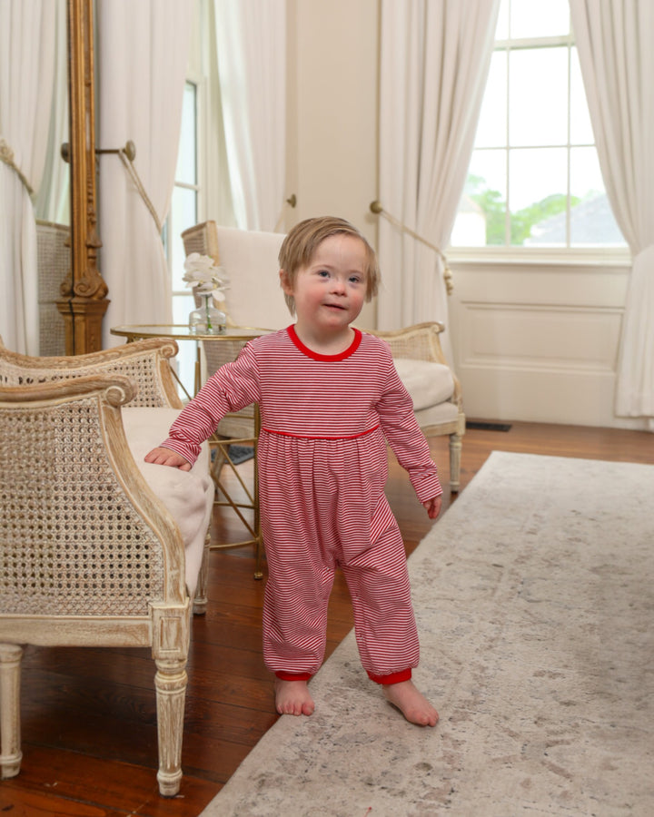 Bennett Romper- Red Stripe