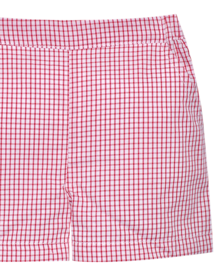 Bennett Windowpane Boys Short: Red, That Store, close up