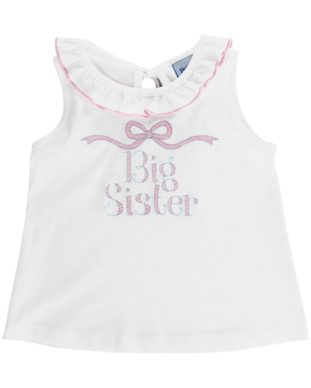 Big Sister Embroidered Girls White Tee, That Stotre, front