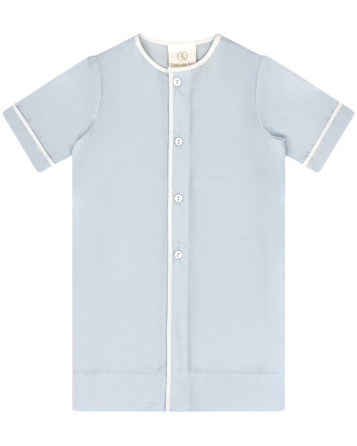 Blessings Blue Woven with White Piping Boys Daygown, That Store, front