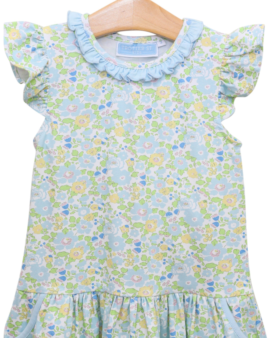 Blooming Blue Floral Ruffle Dress, That Store, close