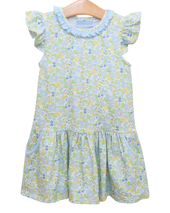 Blooming Blue Floral Ruffle Dress, That Store, front
