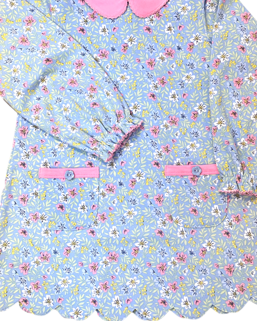 Blue Bell Blue and Pink Floral Girl's Dress, that store, close up