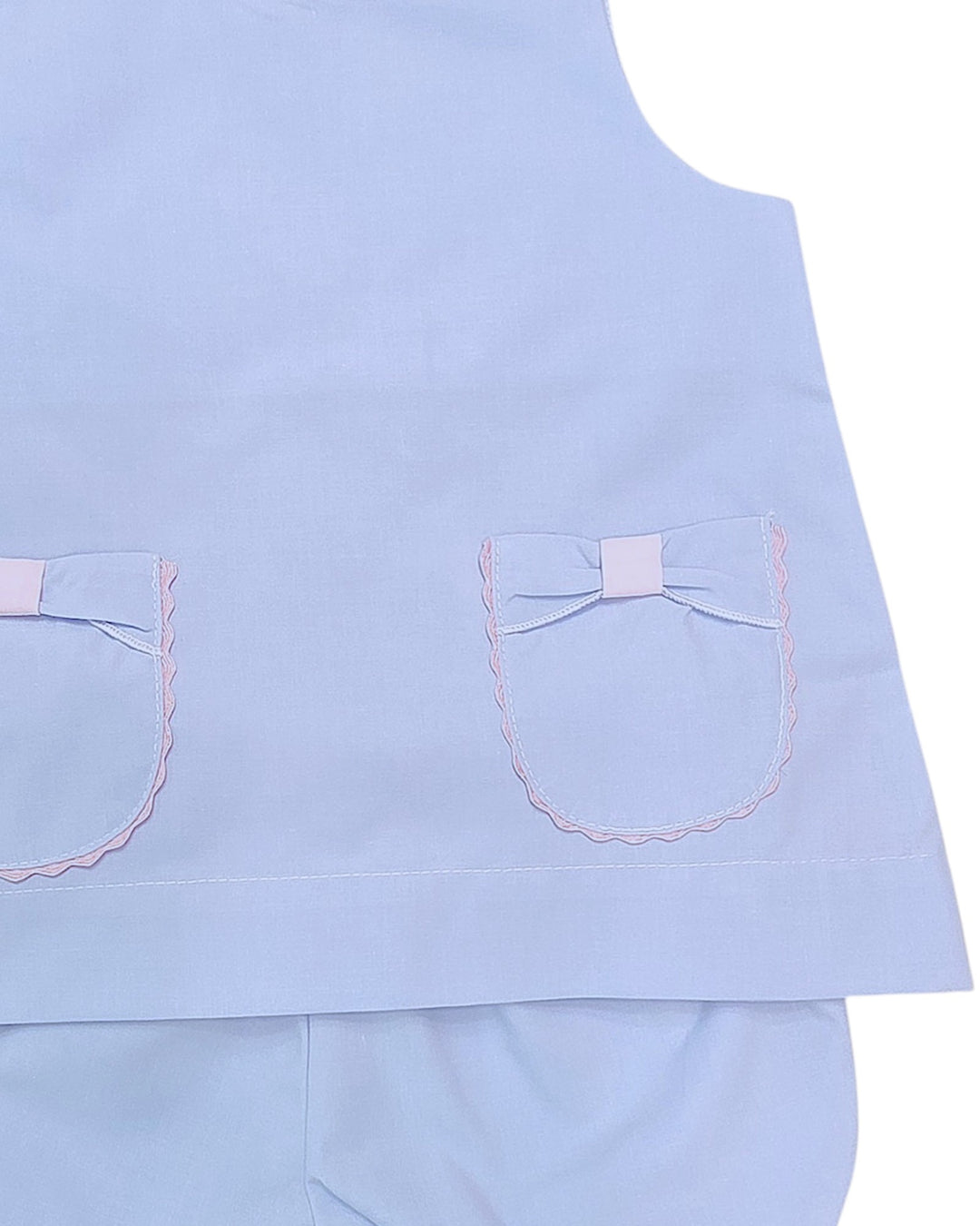 Blue Bow Pocket Girl's Bloomer Set