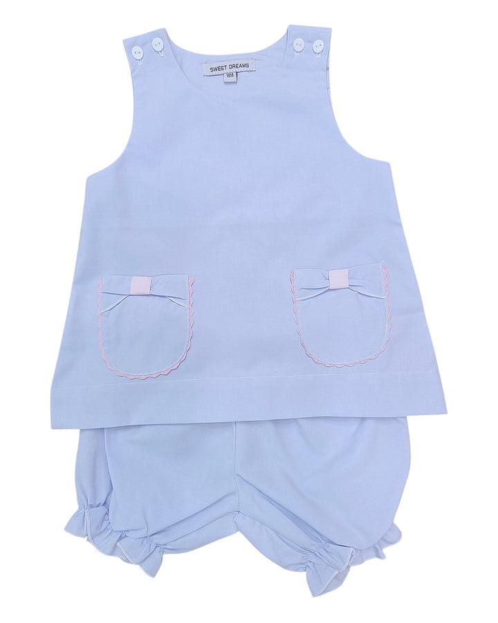 Light blue sleeveless top and bloomers set on a white background