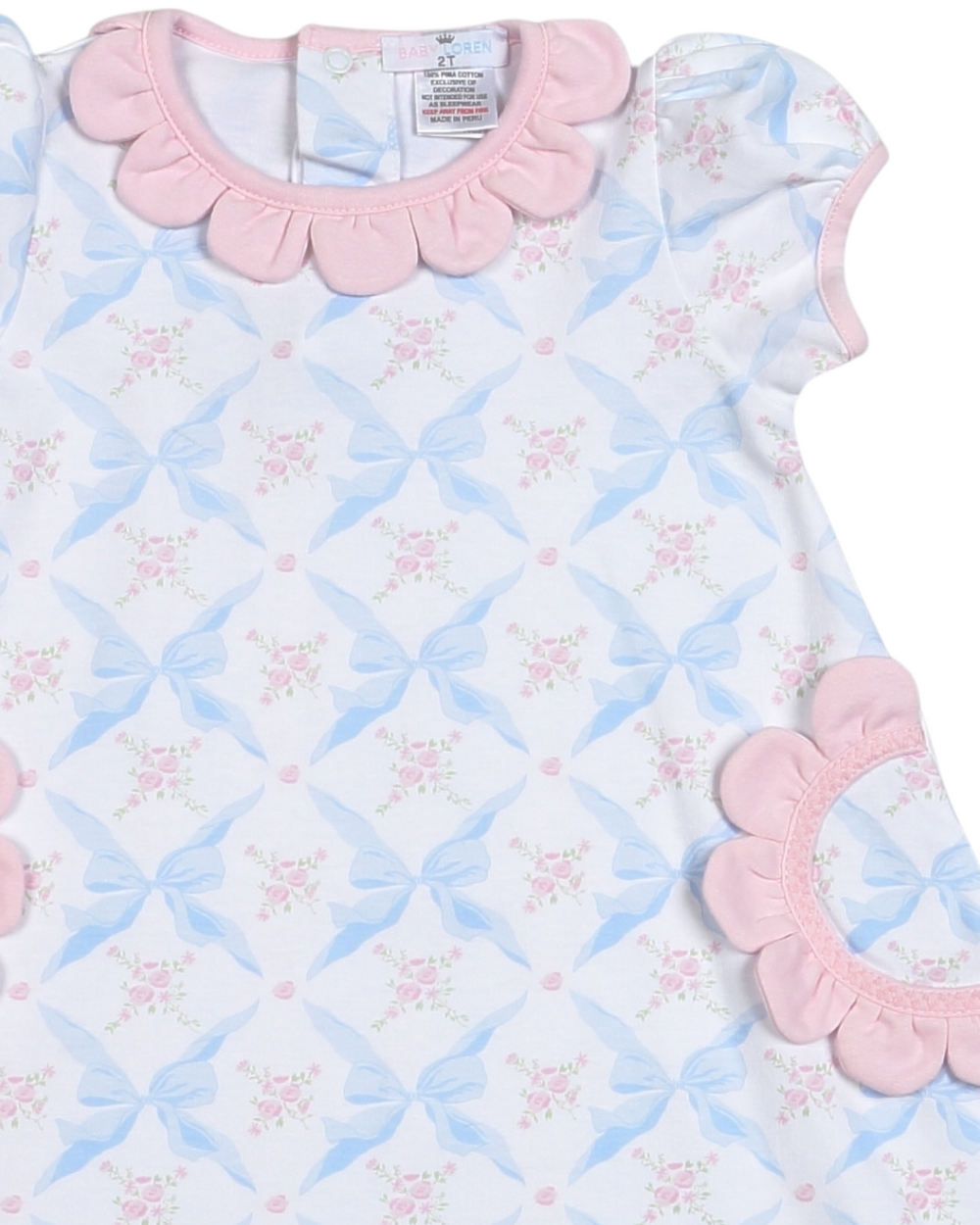 Blue Bows Pima Dress, That Store, close up