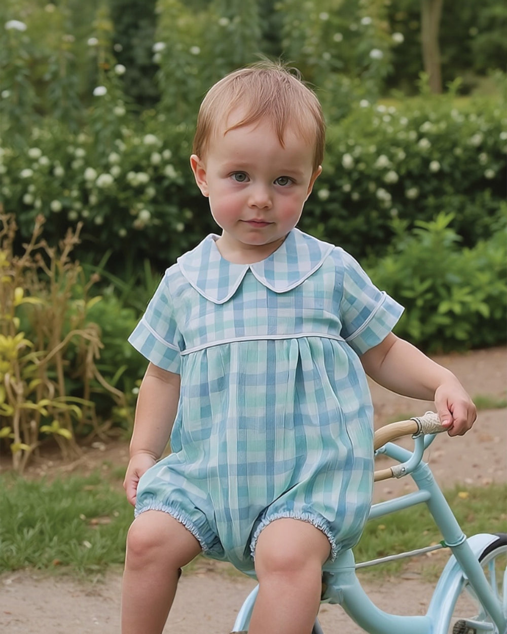 Blue Plaid Boys Bubble Romper,That Store, child