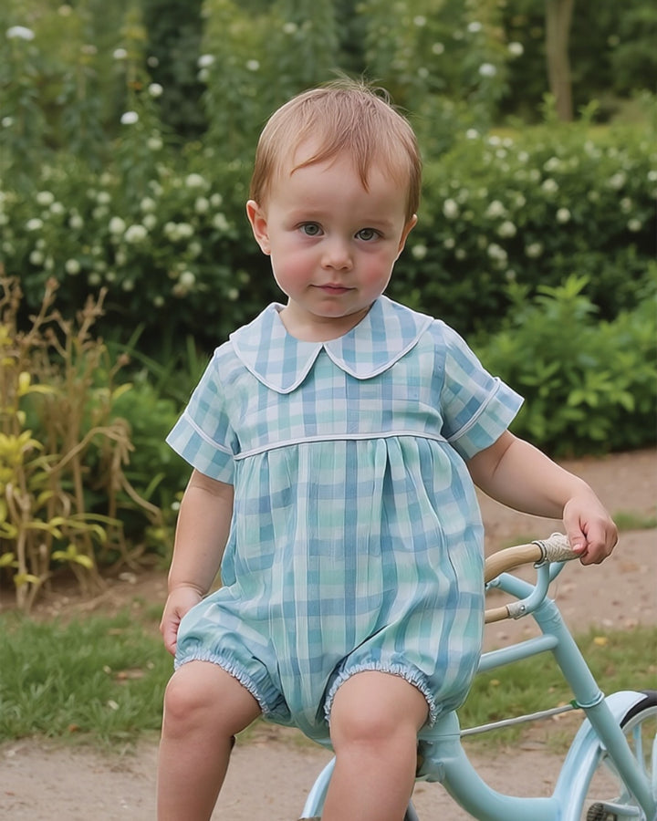 Blue Plaid Boys Bubble Romper,That Store, child