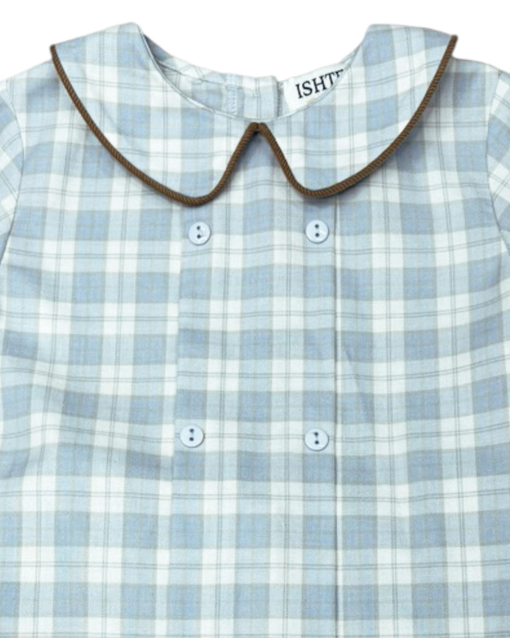 Blue Plaid Boys Short Set
