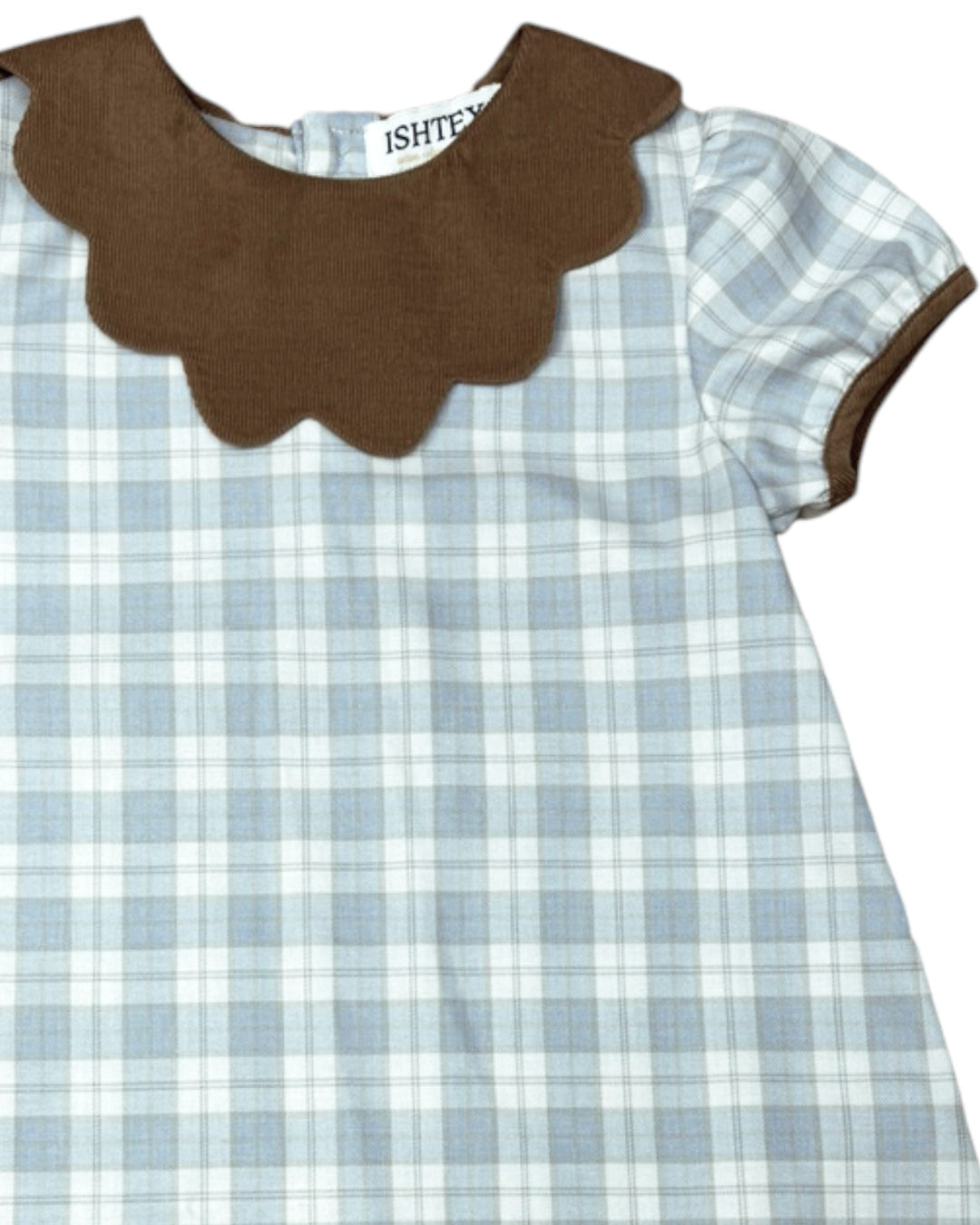 Blue Plaid Scallop Dress
