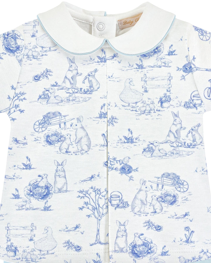 Blue Toile Bunnies Printed Bloomer Set, That Store, close