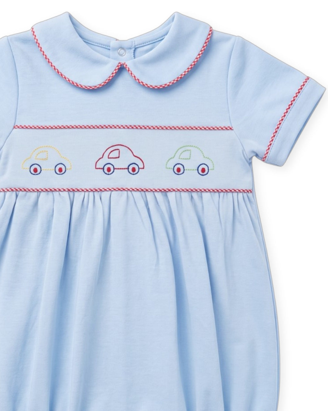 blue boys bubble with embroidered cars, that store