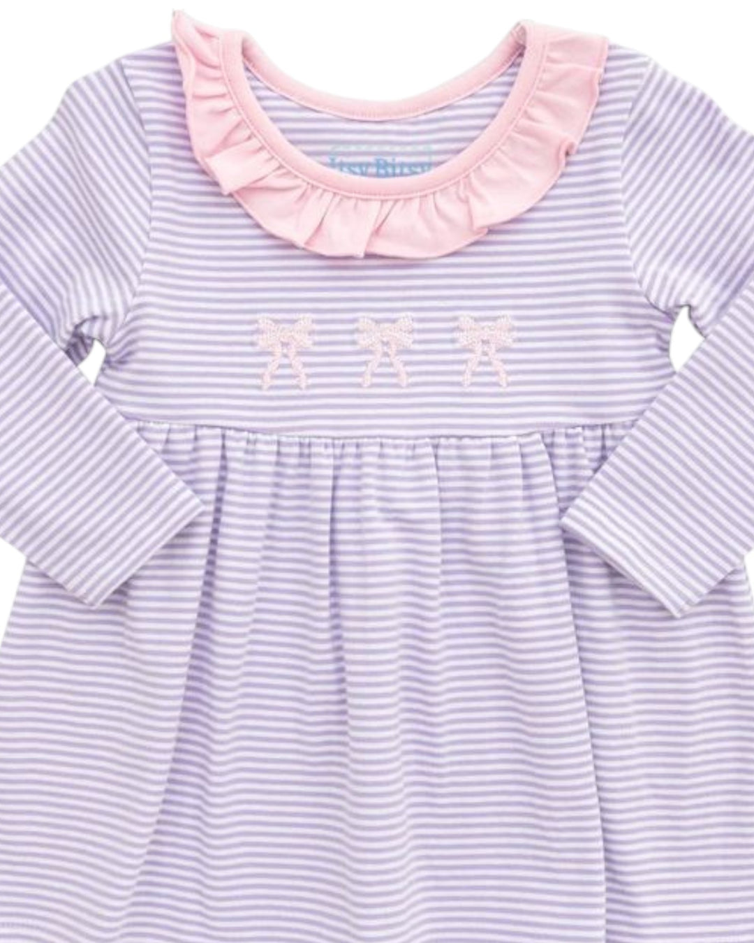 Bow Embroidered Lilac Stripe Girls Pants Set