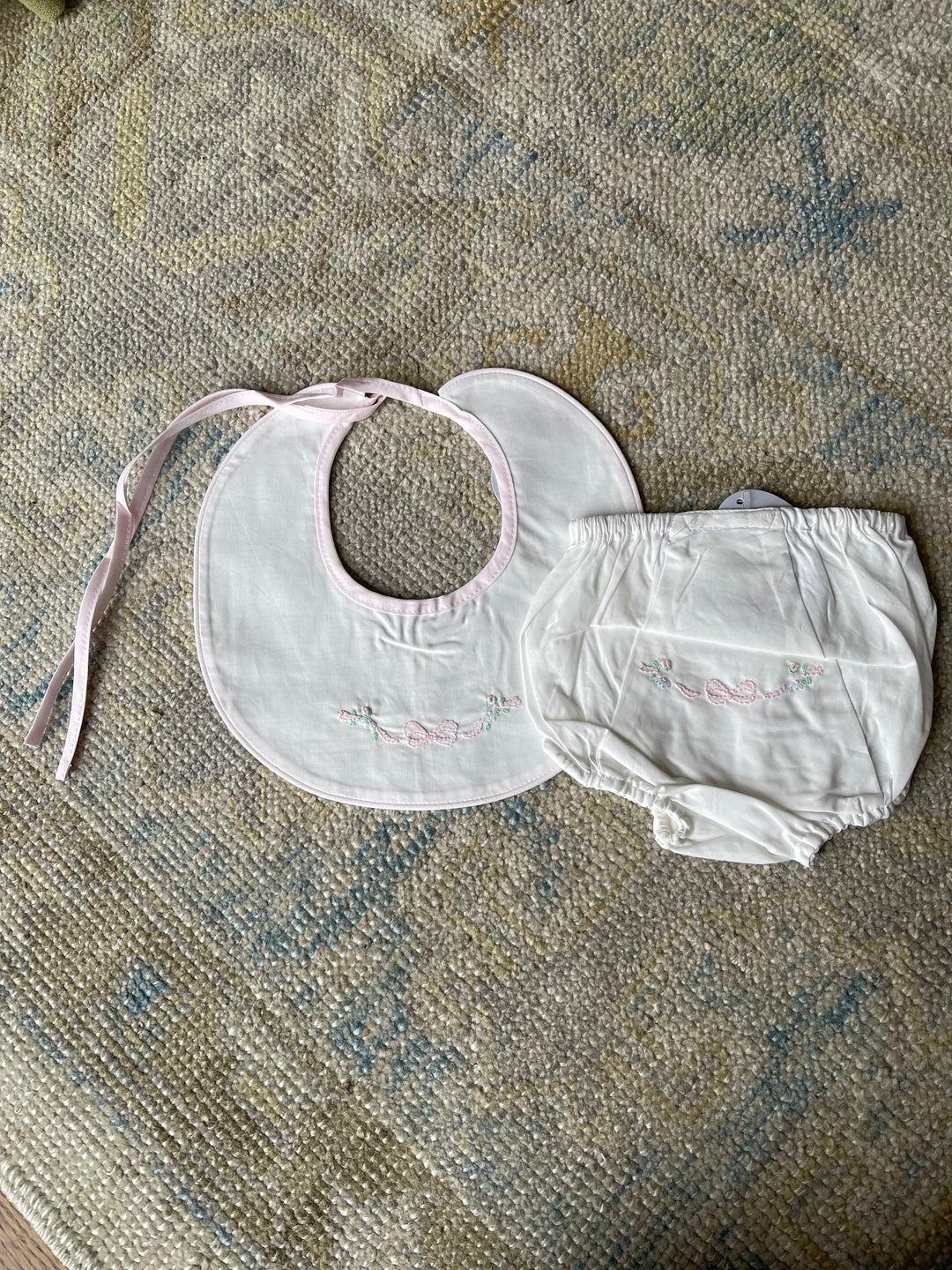 Bow White & Pink Girls Bib, That Store, both