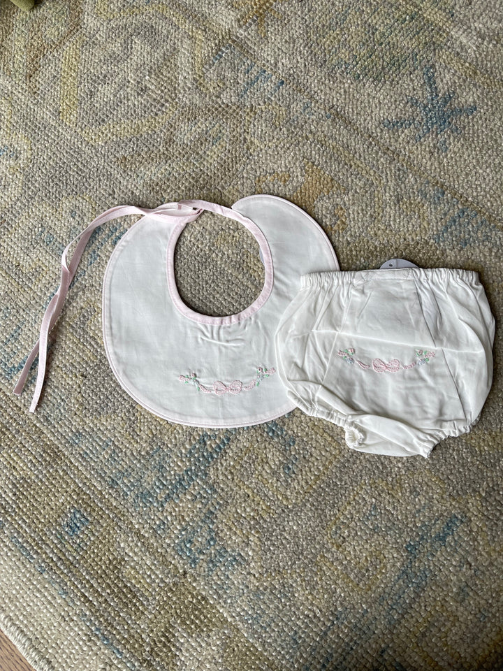 Bow White & Pink Girls Bib, That Store, both