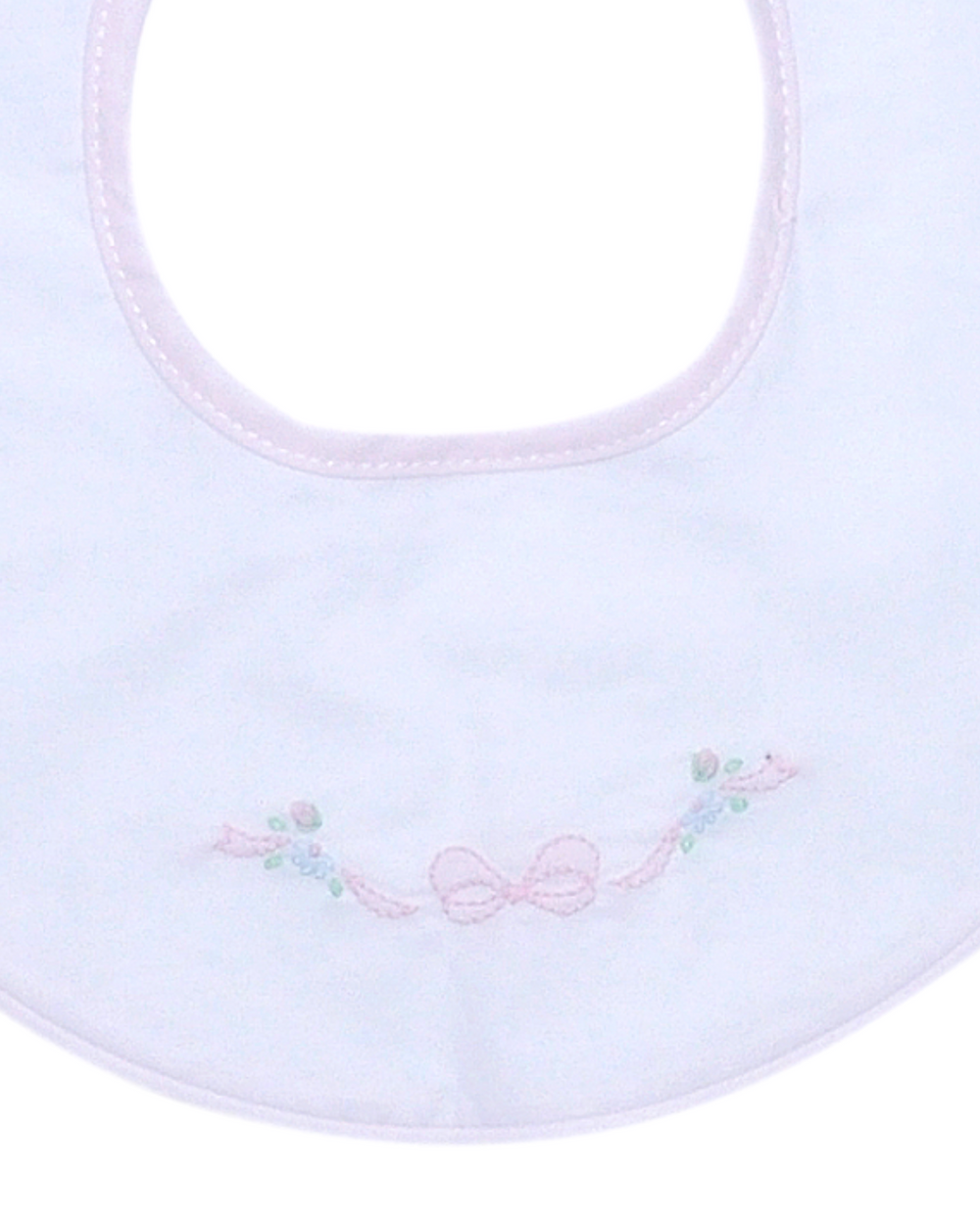 Bow White & Pink Girls Bib, That Store, close up