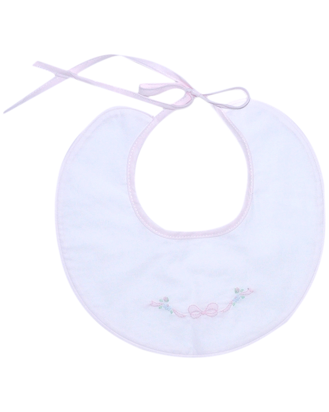 Bow White & Pink Girls Bib, That Store, front
