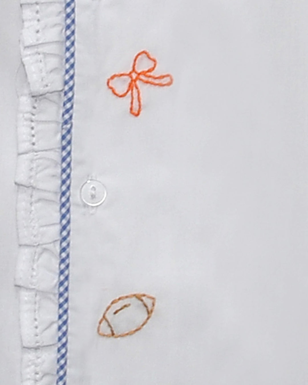 Bow and Football Embroidered White/Blue Girls Daygown