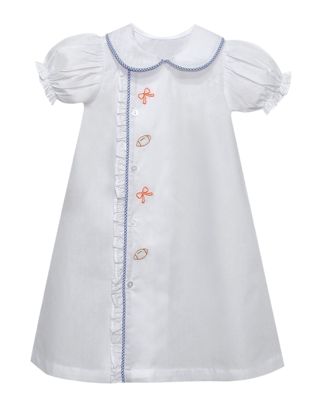 White dress with embroidered details on a white background