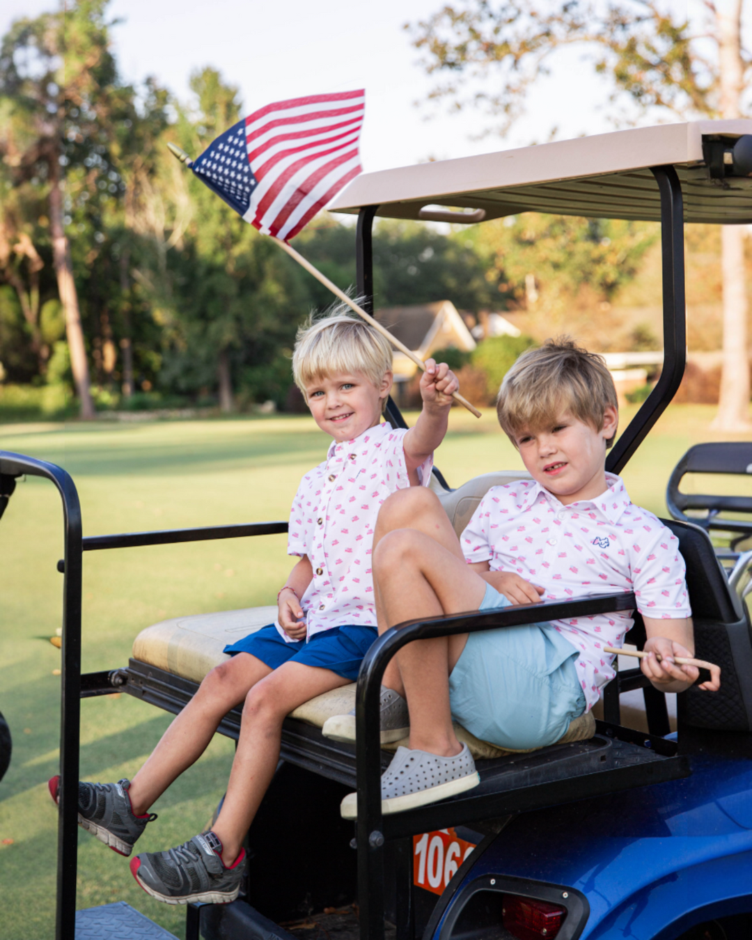 Boys Pro Performance Polo: Americana Flag Print, That Store, child 