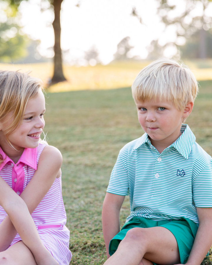 Boys Pro Performance Polo: Simply Green Stripe, That Store, child 2