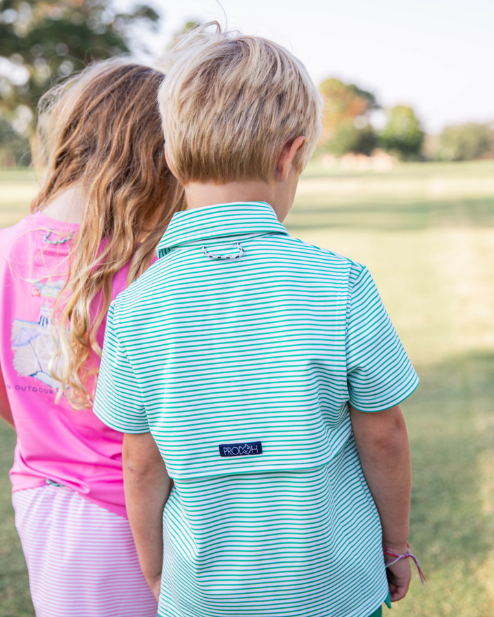 Boys Pro Performance Polo: Simply Green Stripe, That Store, child 3